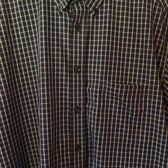Roundtree & Yorke Blue & White Checkered Plaid Short Sleeve Button Down Mens L - Picture 6 of 12